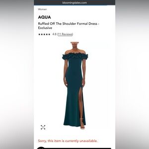 NWT - AQUA Ruffled Off The Shoulder Formal Dress - Exclusive size 4